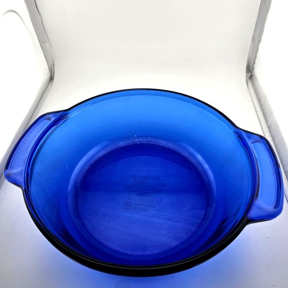 Vintage Anchor Hocking Essentials Cobalt Blue Casserole Bowl 2qt handles 9" - Picture 11 of 16
